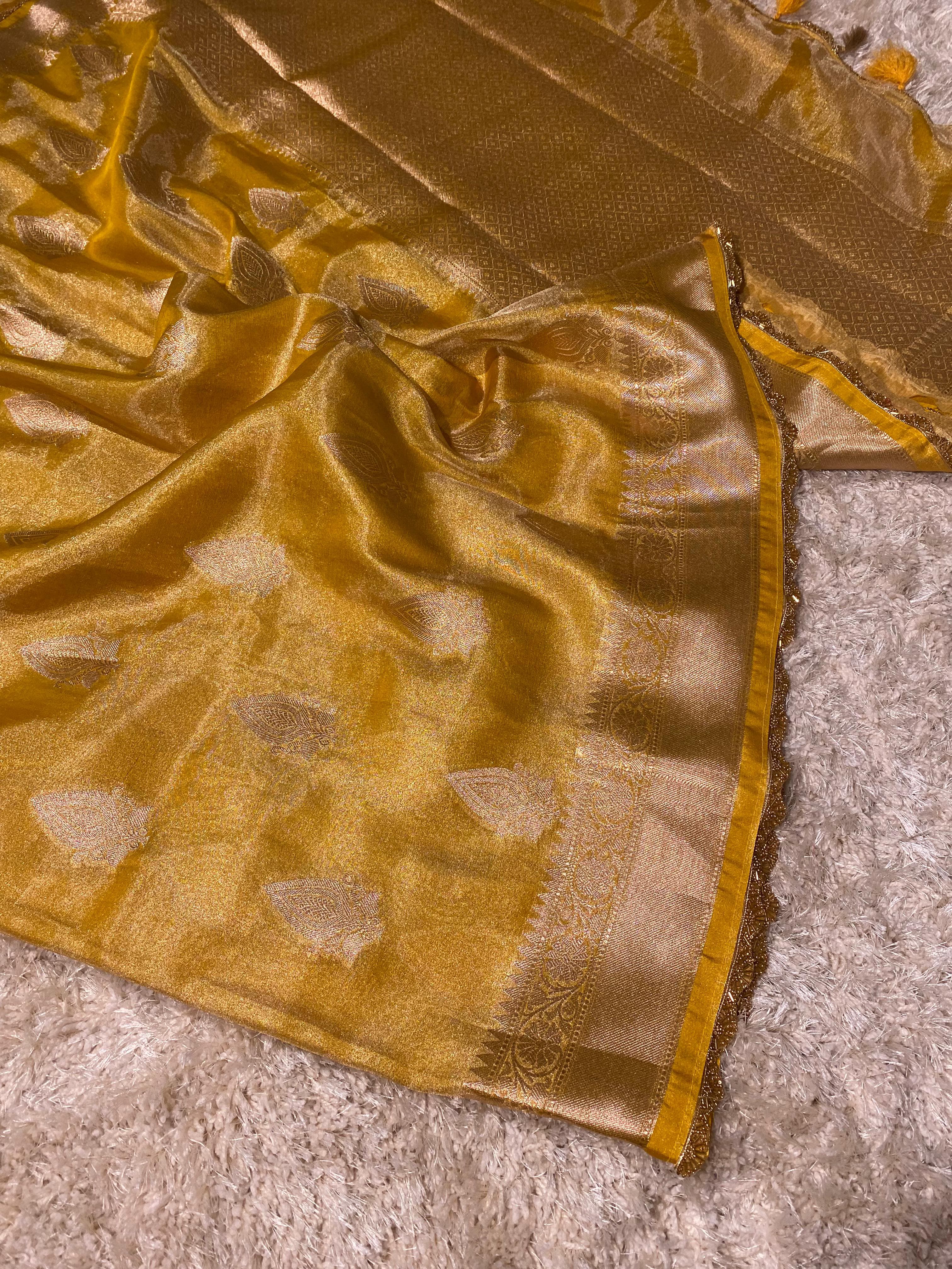 Banarasi tissue soft silk saree  with lace work
