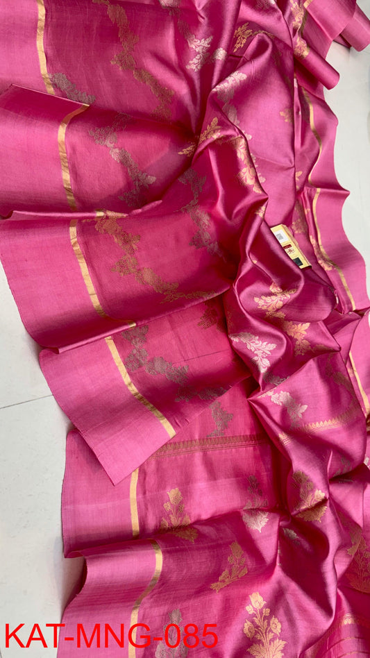 Pure Banarasi  Mango silk Saree With Contrast blouse