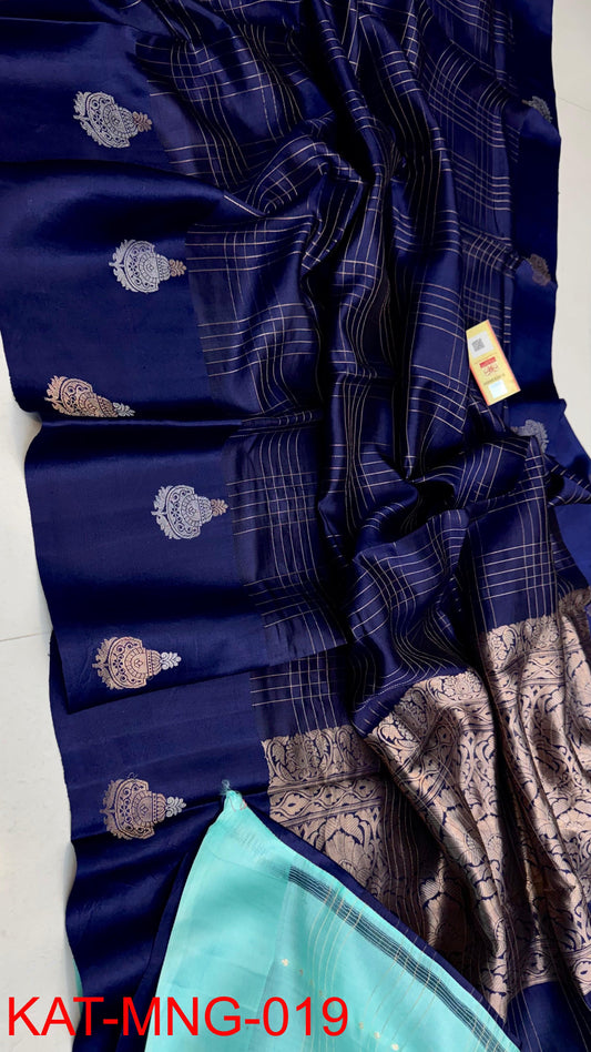 Pure Banarasi  Mango silk Saree With Contrast blouse