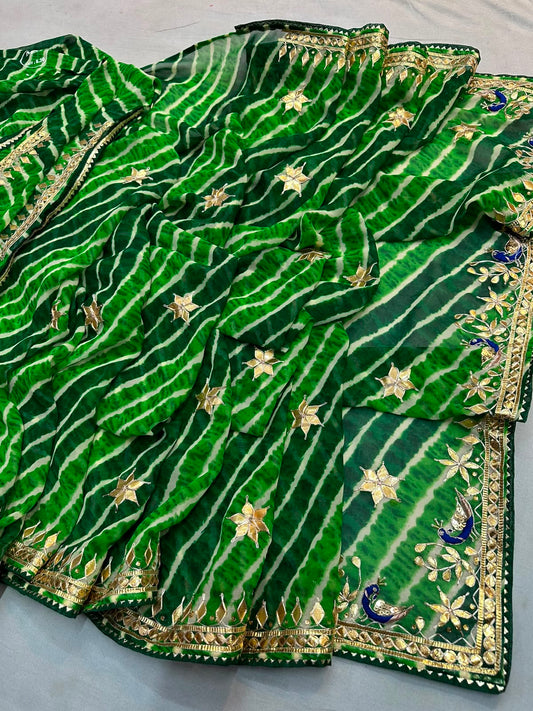 Desinger Georgette Leheriya Saree With Blouse