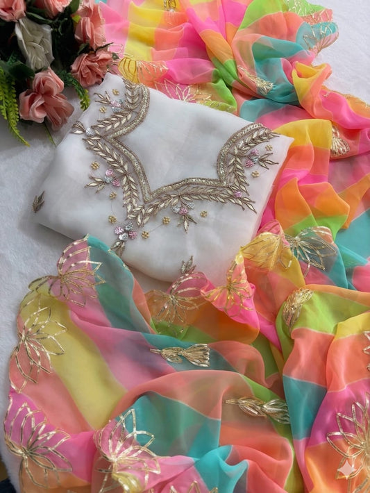 Designer Georgette Suit Set with Gota Patti Work