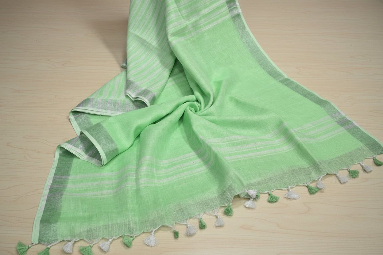 Pure Linen By Linen  Saree With  Blouse