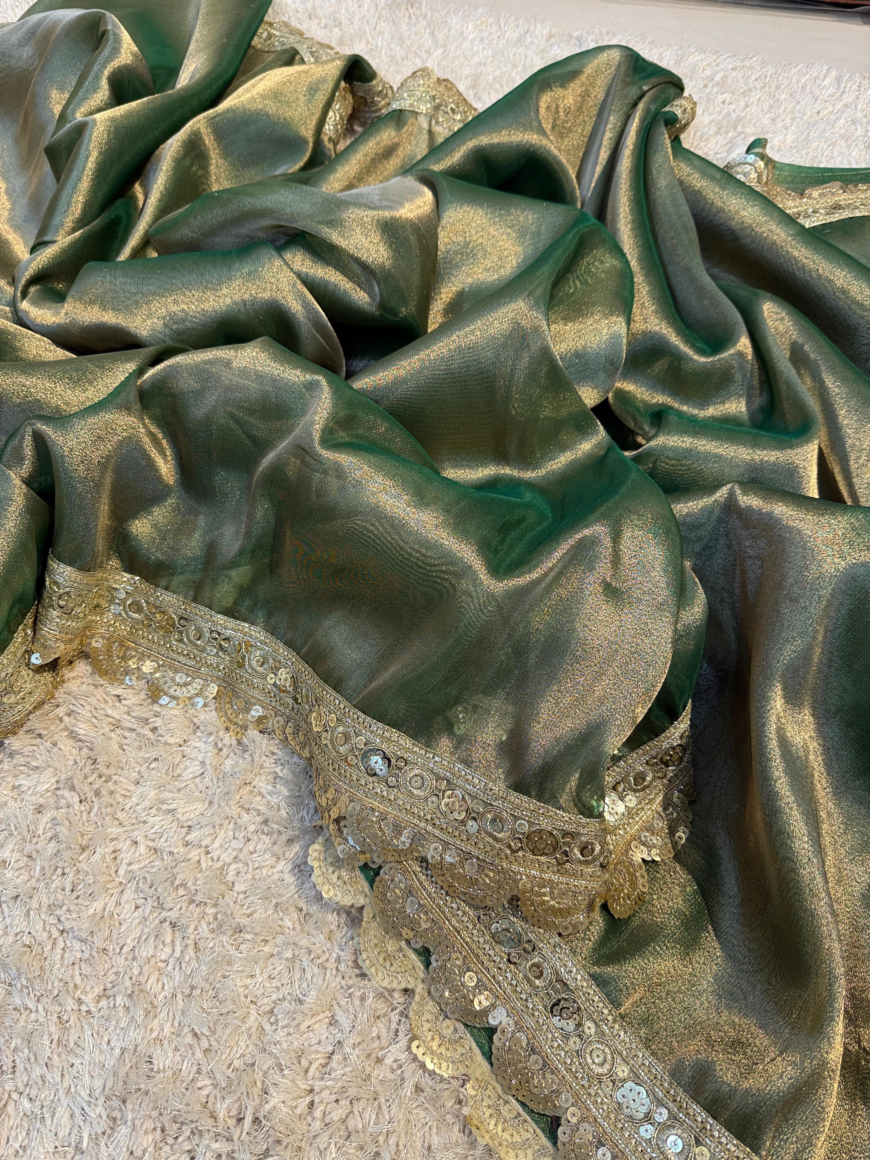 Banarasi Tissue lace Work Soft Silk Saree