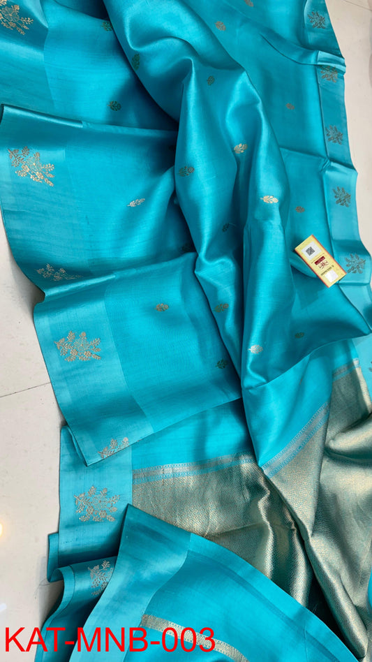 Pure Banarasi  Mango silk Saree With Contrast blouse
