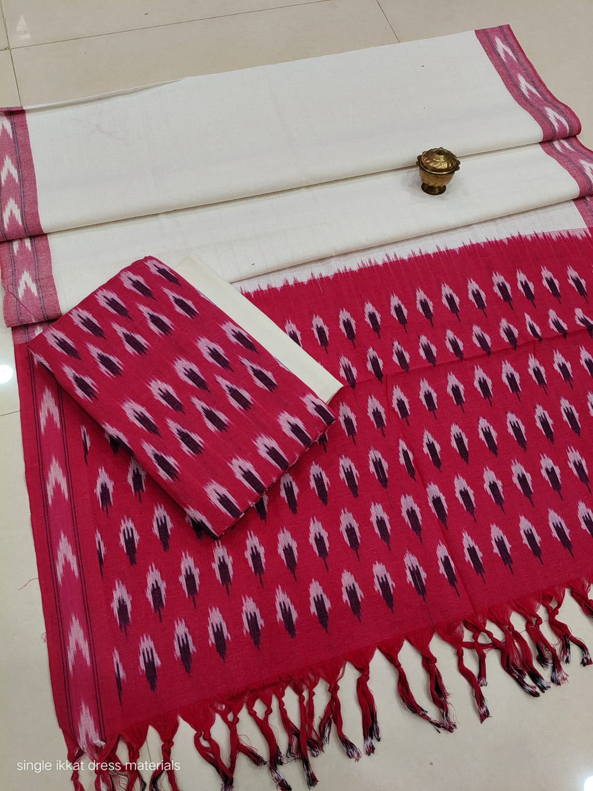 Pure  ikkat Cotton Unstitched Suit With Dupatta