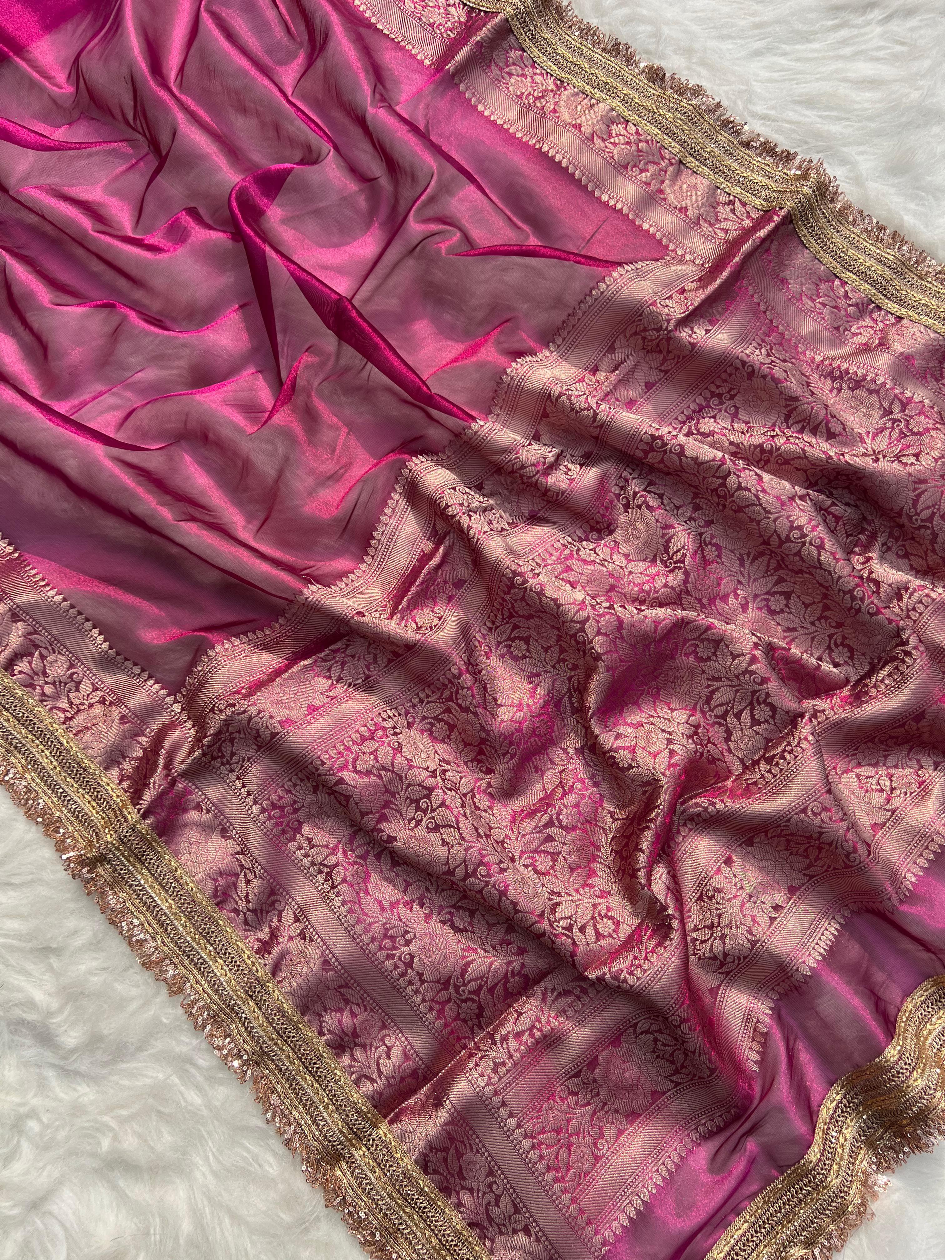 Banarasi Tissue Silk Saree With lace work border