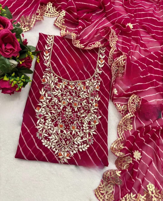 Designer Georgette Suit Set with Gota Patti Work