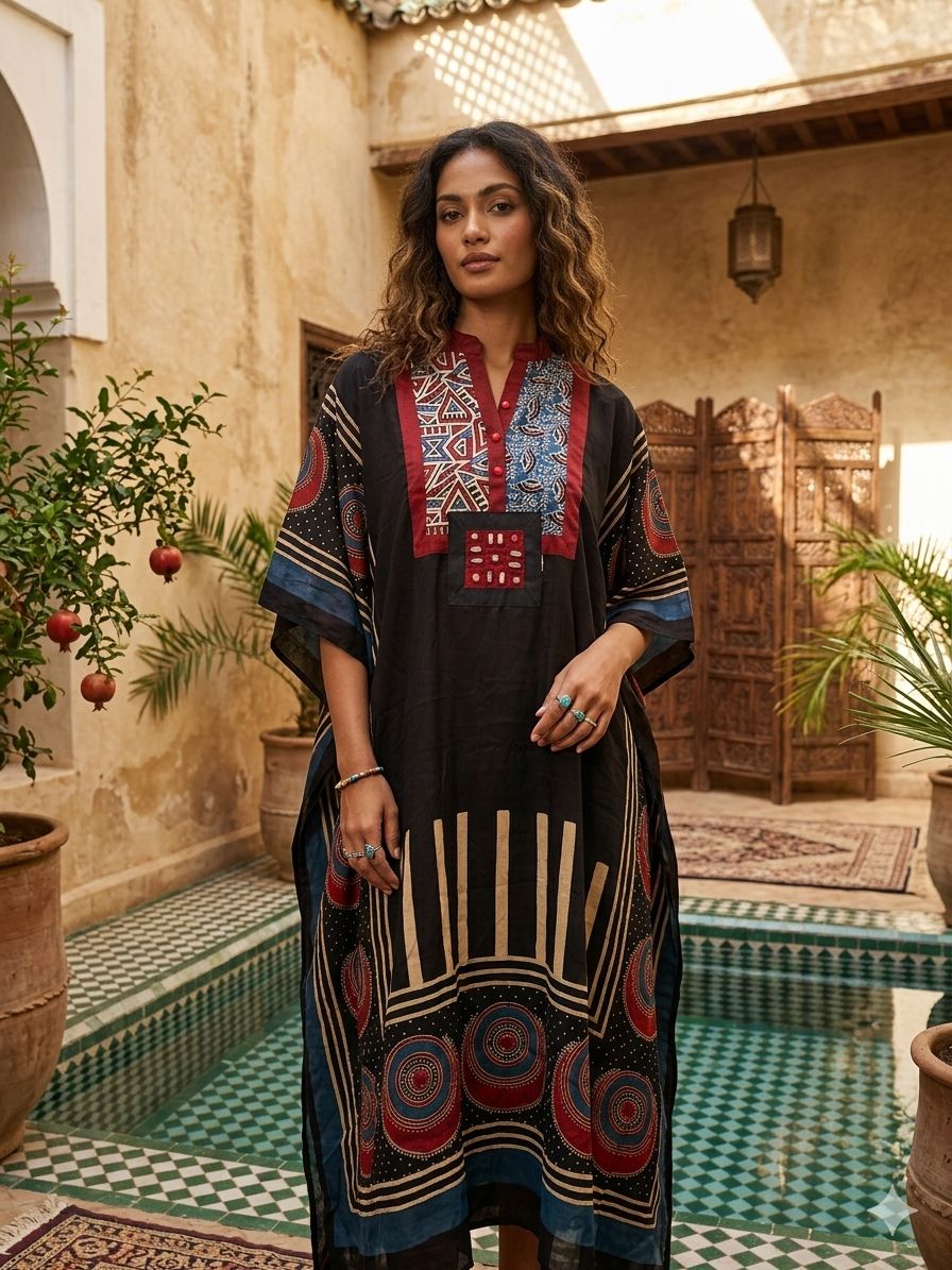 Pure Modal Silk Handblock Printed Kaftans Stitched suit