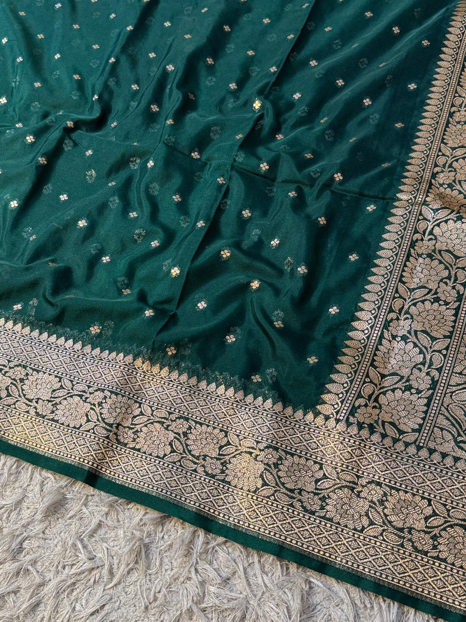 Designer Banarasi Handloom Semi Khaddi Georgette silk Saree with allover Zari