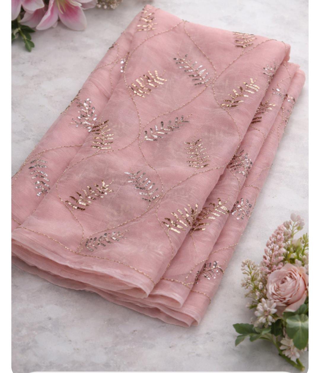 Pure Diamond Chiffon Saree With Blouse