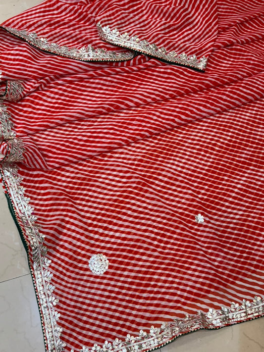 Georgette Gota Patti Work  Saree With Blouse