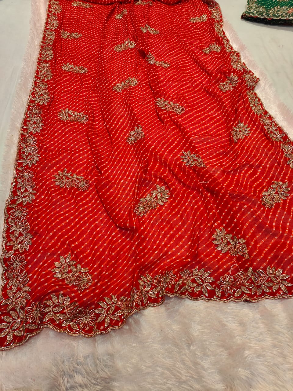 Desinger Georgette Leheriya Pattern Saree With Blouse