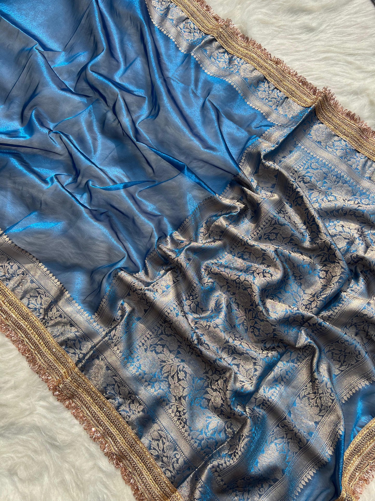 Banarasi Tissue Silk Saree With lace work border