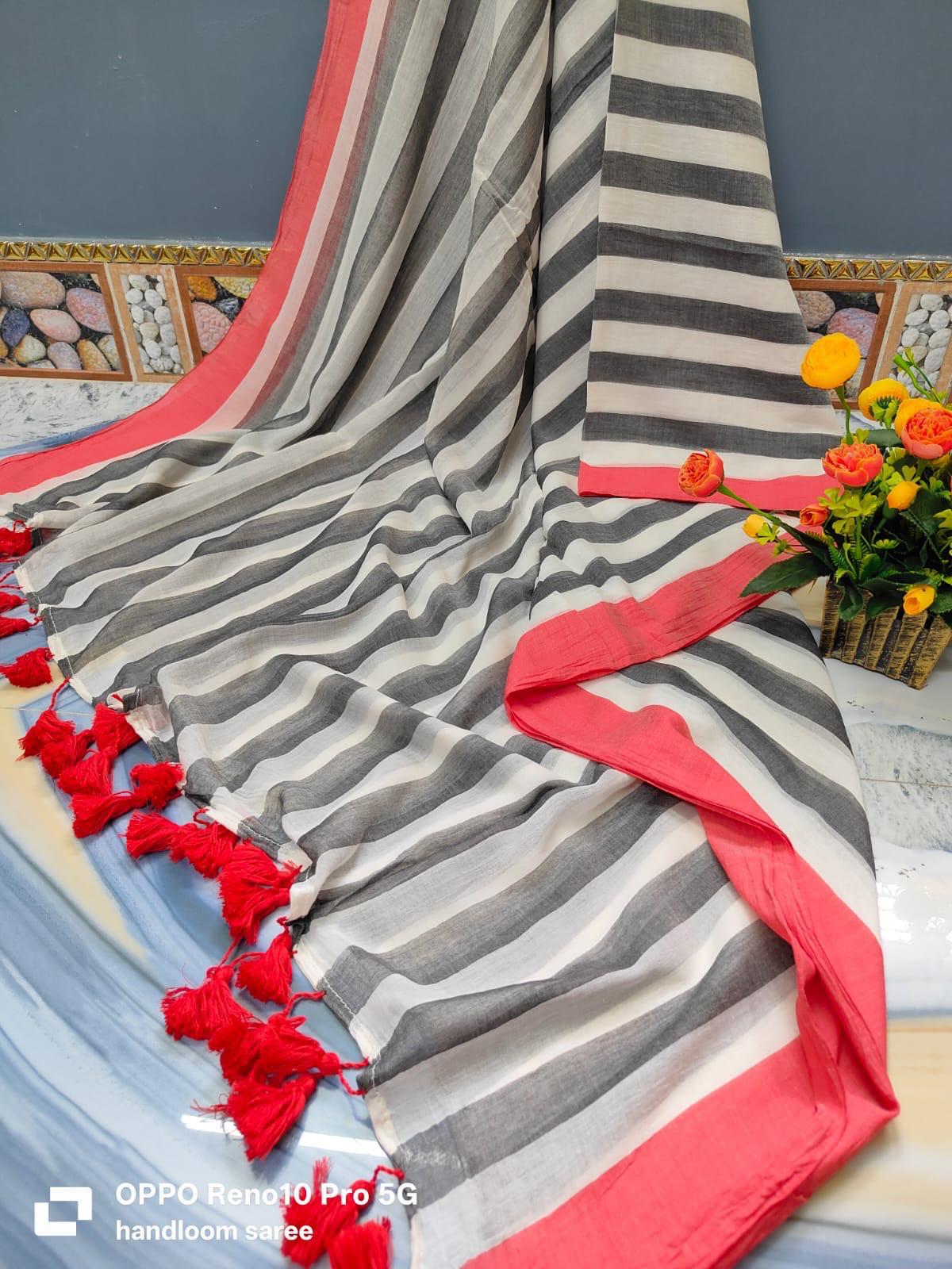 Beautiful Cotton Mulmul  Saree