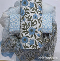 Pure cotton hand-block print suit with Chiffon dupatta