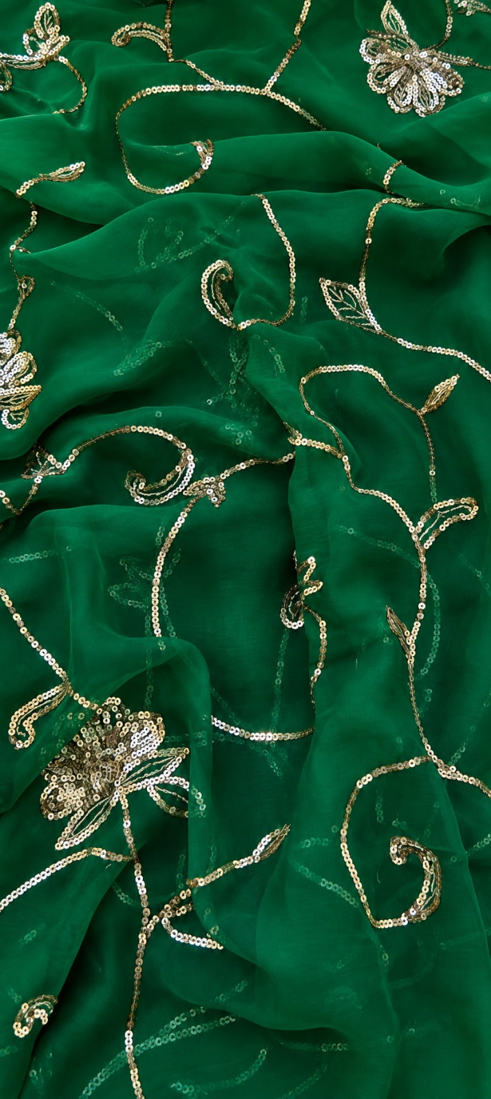 Premium Pure Chiffon Jaal Work Saree with Running Blouse