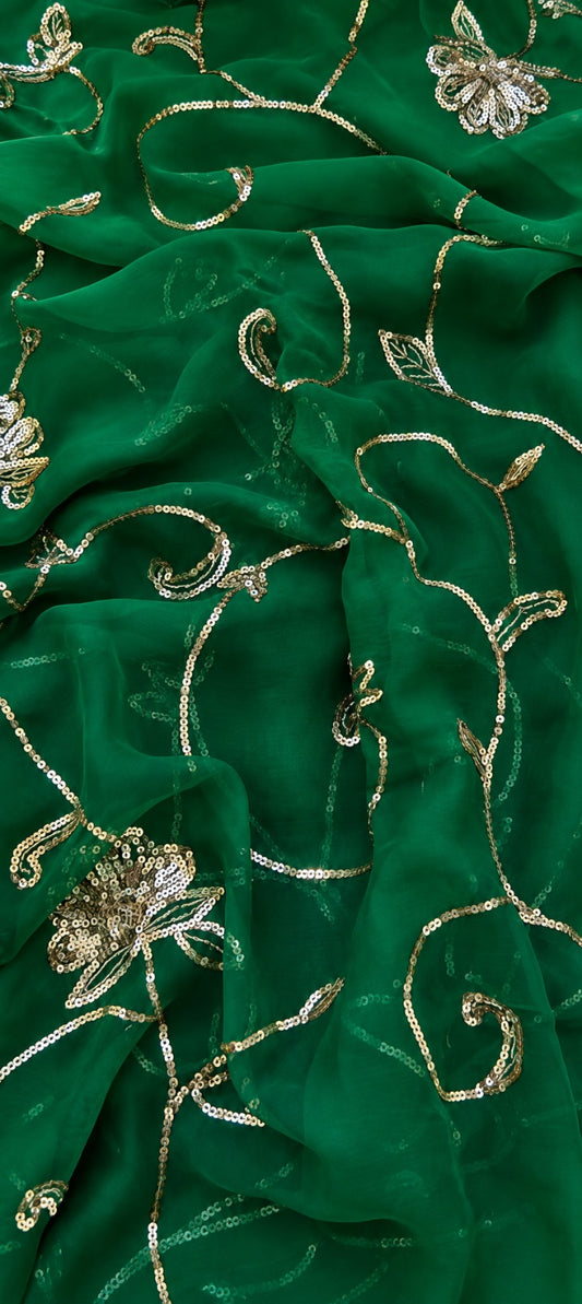Premium Pure Chiffon Jaal Work Saree with Running Blouse
