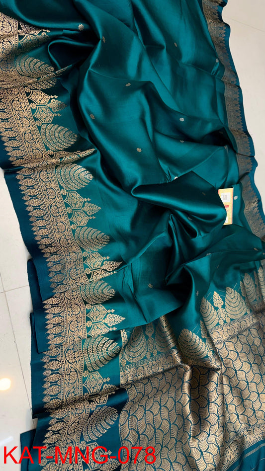 Pure Banarasi  Mango silk Saree With Contrast blouse
