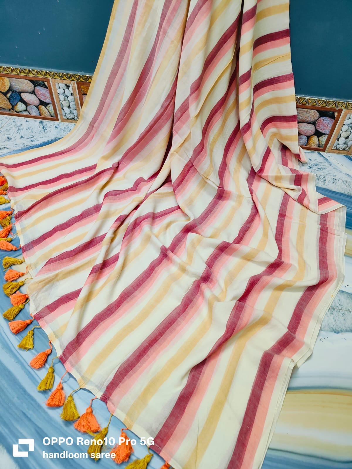 Beautiful Cotton Mulmul  Saree