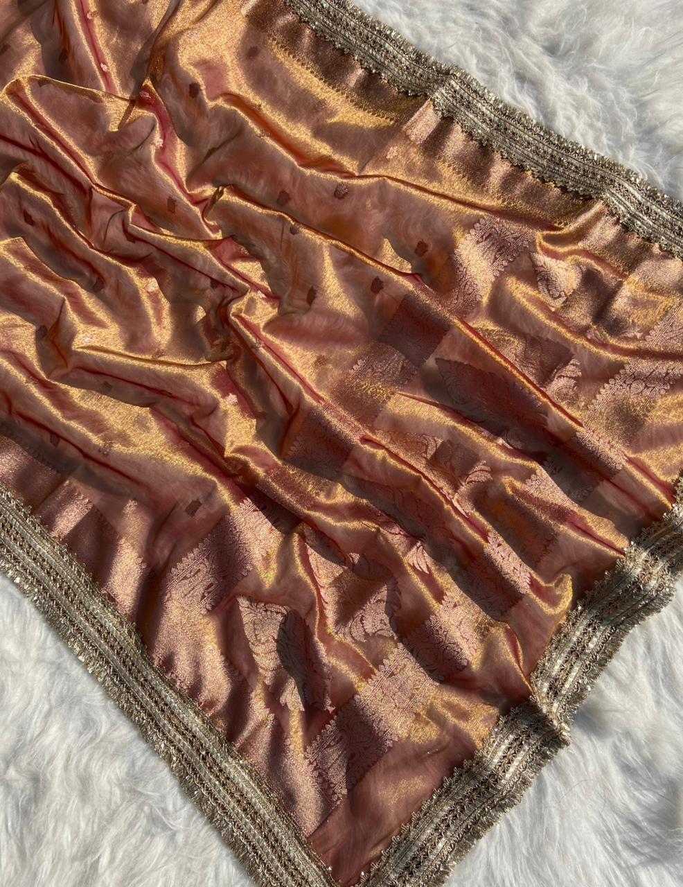 Banarasi Tissue Silk Saree With lace work border