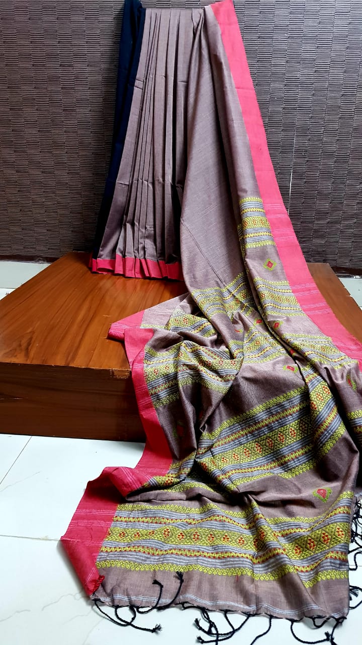 Bengal Handloom Pure Cotton saree with beautiful hand weaved work