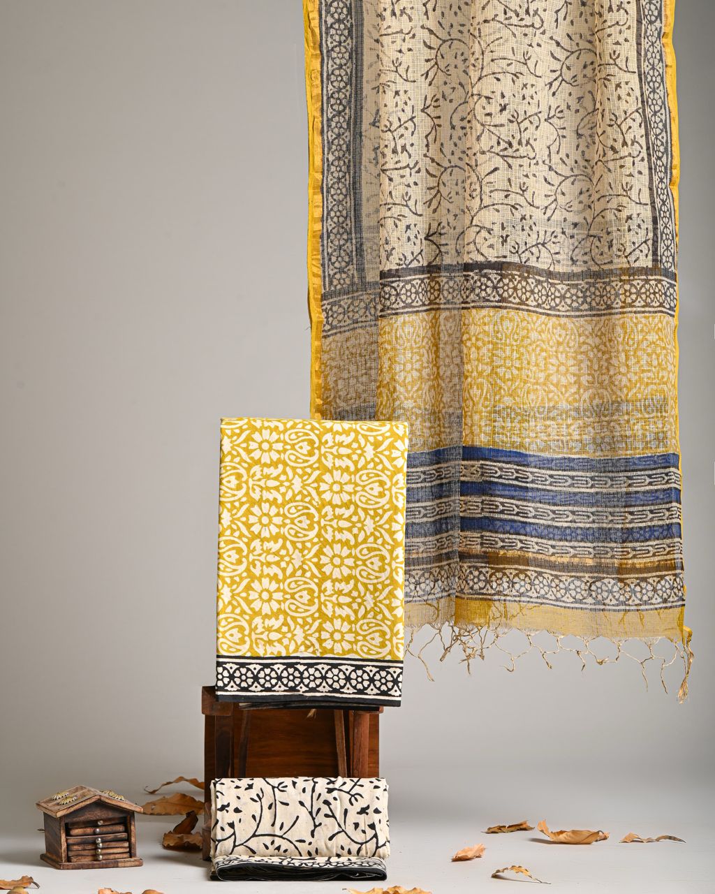 Pure Cotton Hand Block Print Suit With Kota Doriya Dupatta