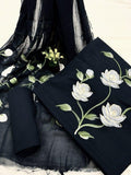 Pure cotton hand-block print suit with Chiffon dupatta