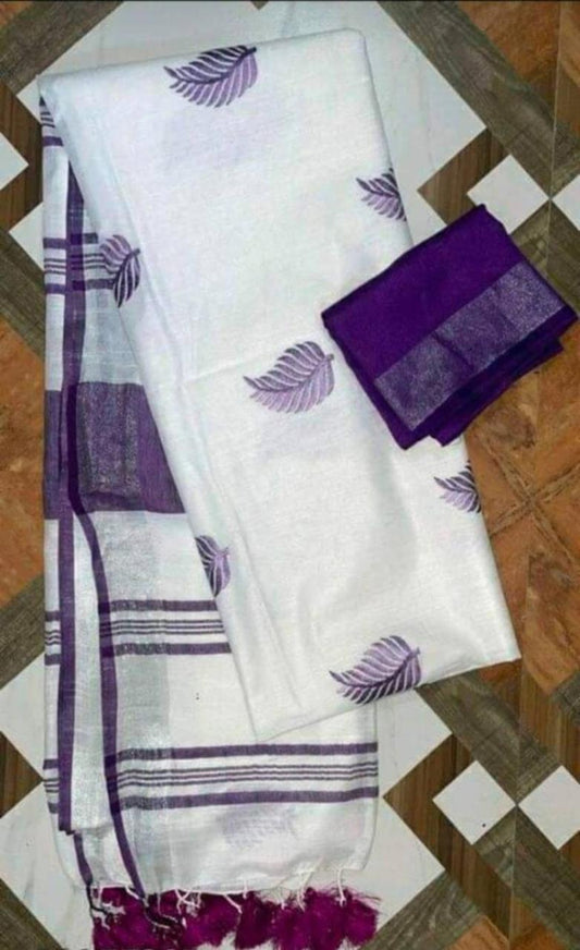 Kota slub embroidery Work saree With Blouse
