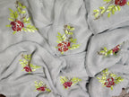 Grey Color Flower motif design pure jaipuri Chiffon Saree
