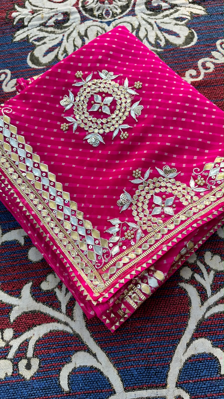 Pure 60 gram georgette hand gota patti work saree
