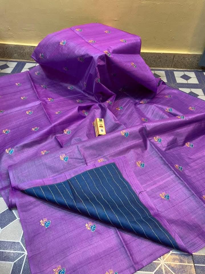Katan Silk Embroidery With Blouse