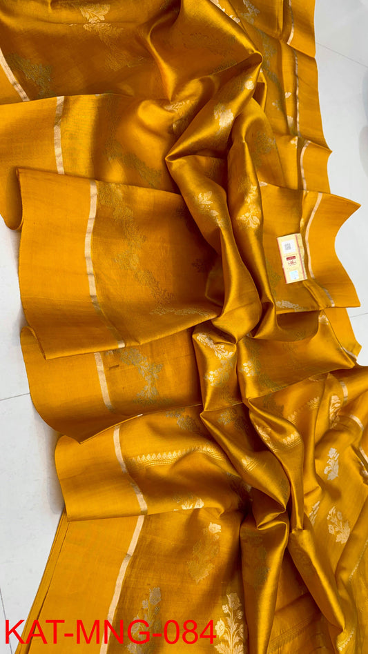 Pure Banarasi  Mango silk Saree With Contrast blouse