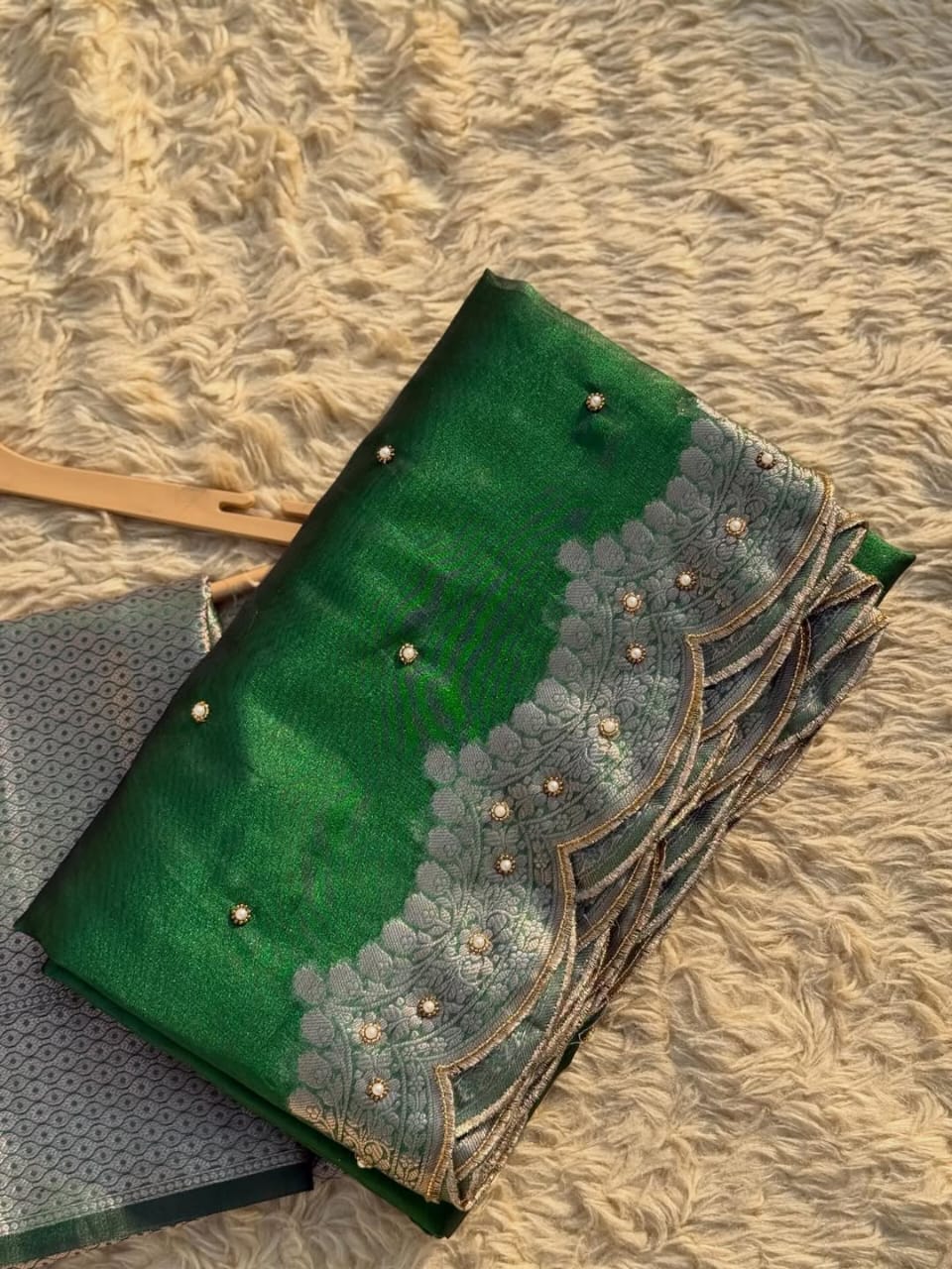 Banarasi Tissue Silk Saree With lace work border