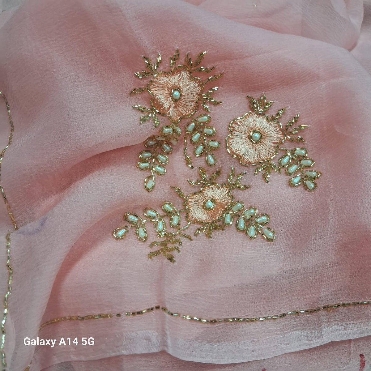 Beautiful Pure Jaipuri Chiffon 13 big Bird motif work Saree with blouse