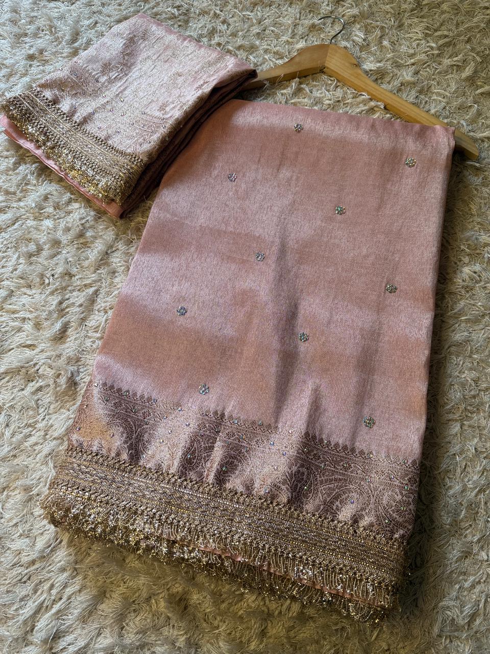 Banarasi Tissue Silk Saree With lace work border
