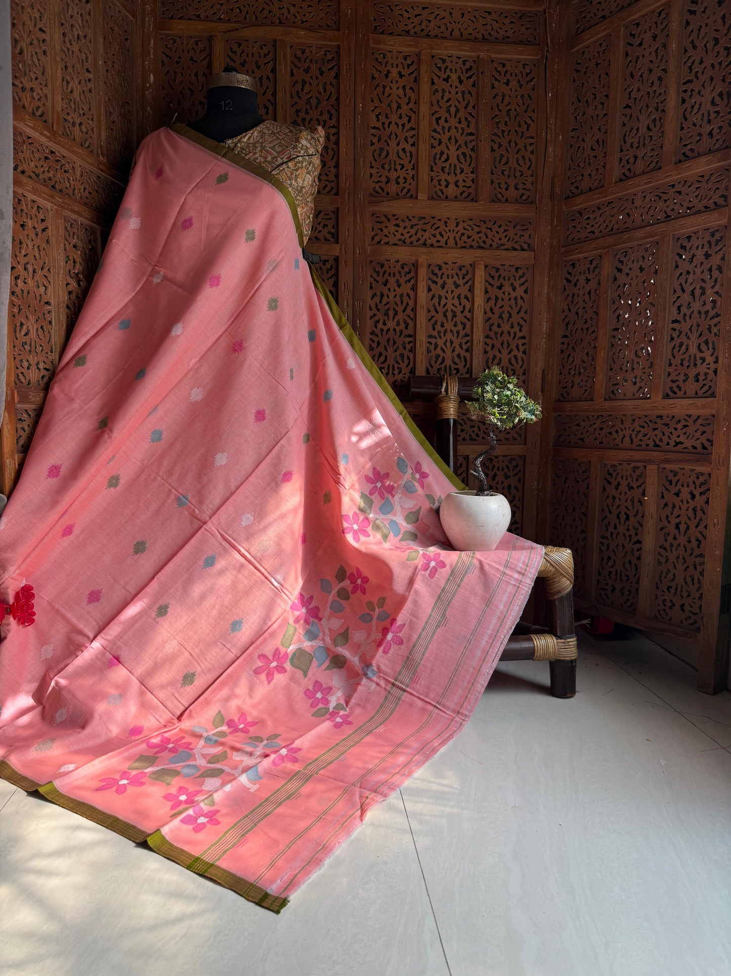 Pure Cotton needle work jamdani Saree