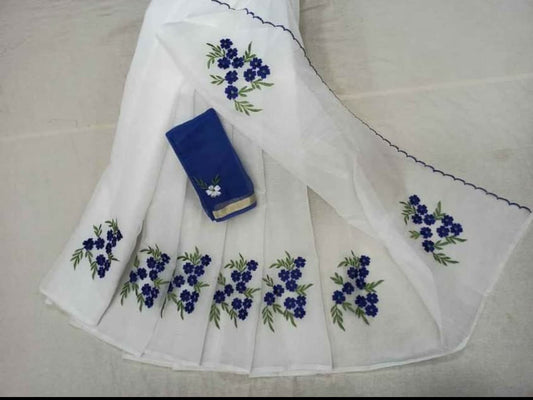 Kota cotton embroidery work Saree