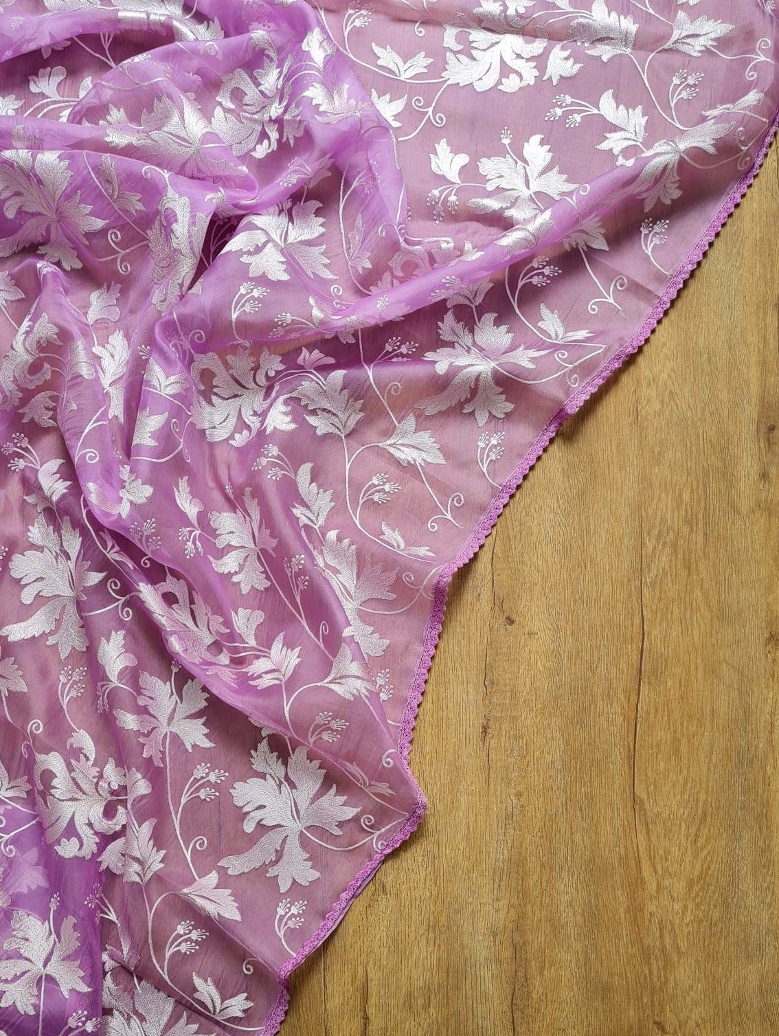 Pure organza silk chikankari work  saree with heavy blouse