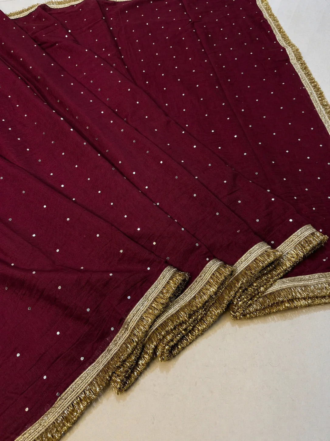 Designer Katan Cotton Banarasi Handwork Mirror and Lace Work Saree