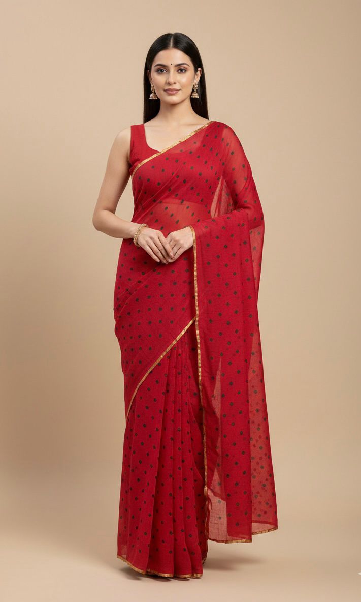 Pure Jaipuri Chiffon Saree