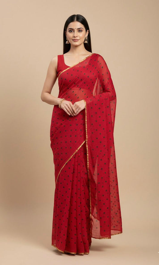 Pure Jaipuri Chiffon Saree