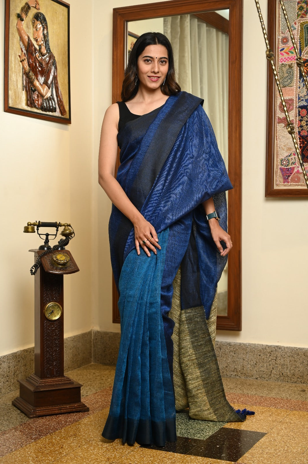 Linen By Linen Saree With Blouse