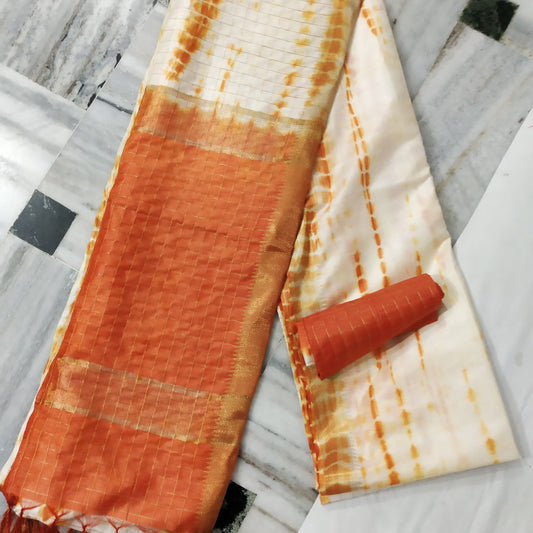 Pure Cotton Silk Mangalagiri  Saree With  Blouse .