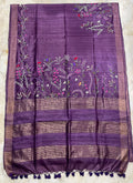 Pure Desi Tussar By Tussar Silk Embroidery Work Saree With Running Blouse