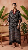 Pure Modal Silk Handblock Printed Kaftans Stitched suit With Hand Mirror Work