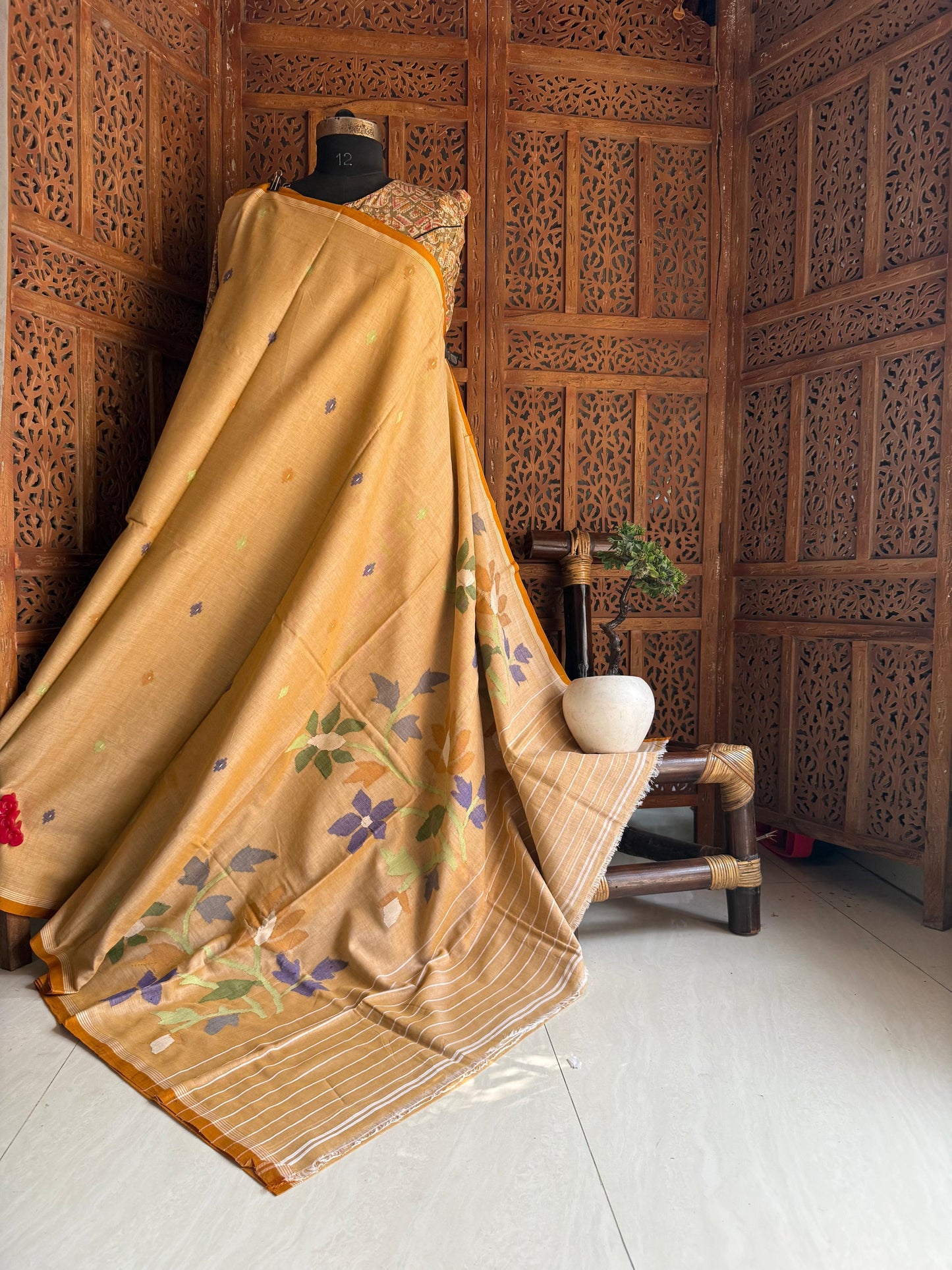 Pure Cotton needle work jamdani Saree