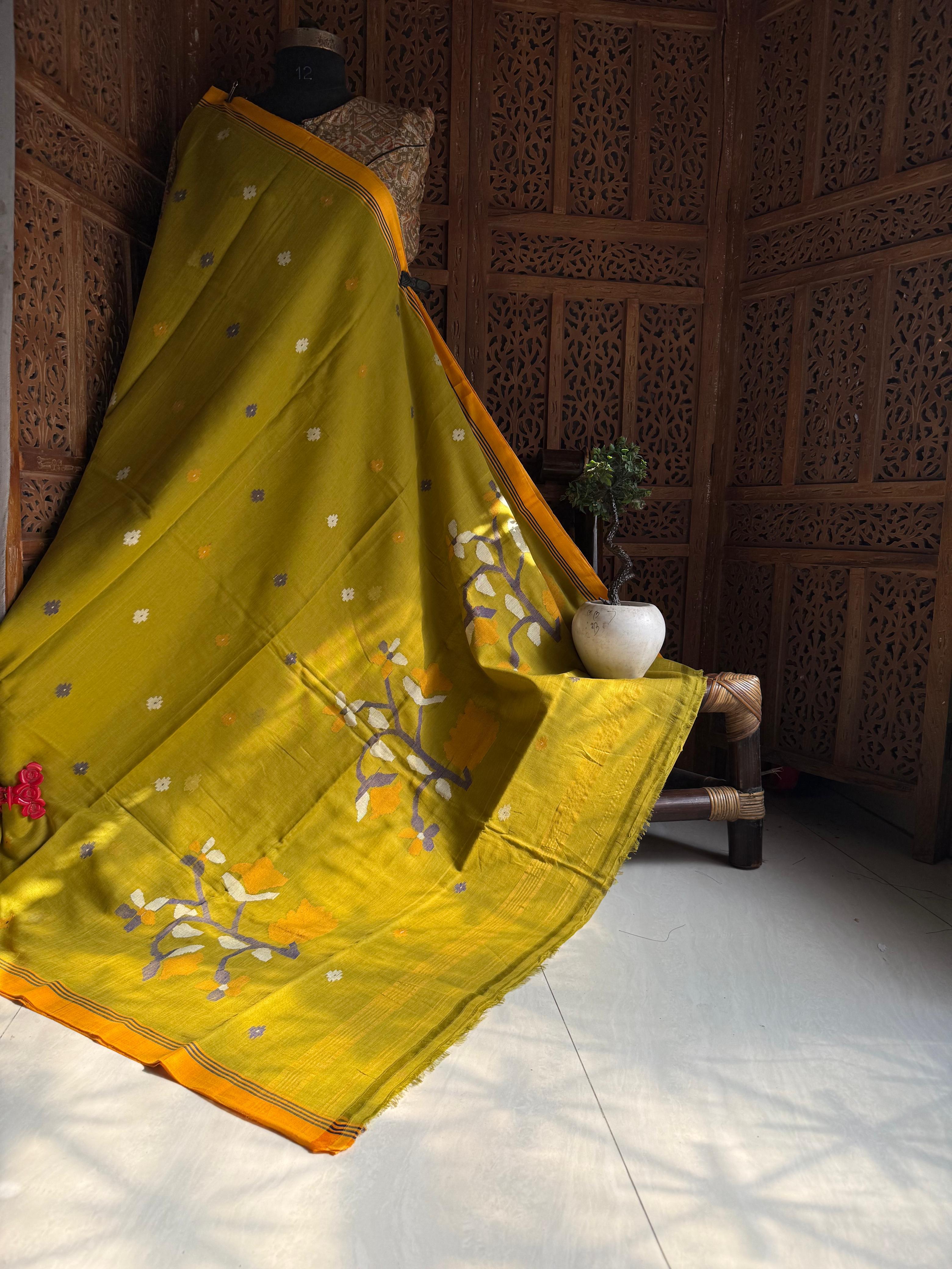 Pure Cotton needle work jamdani Saree