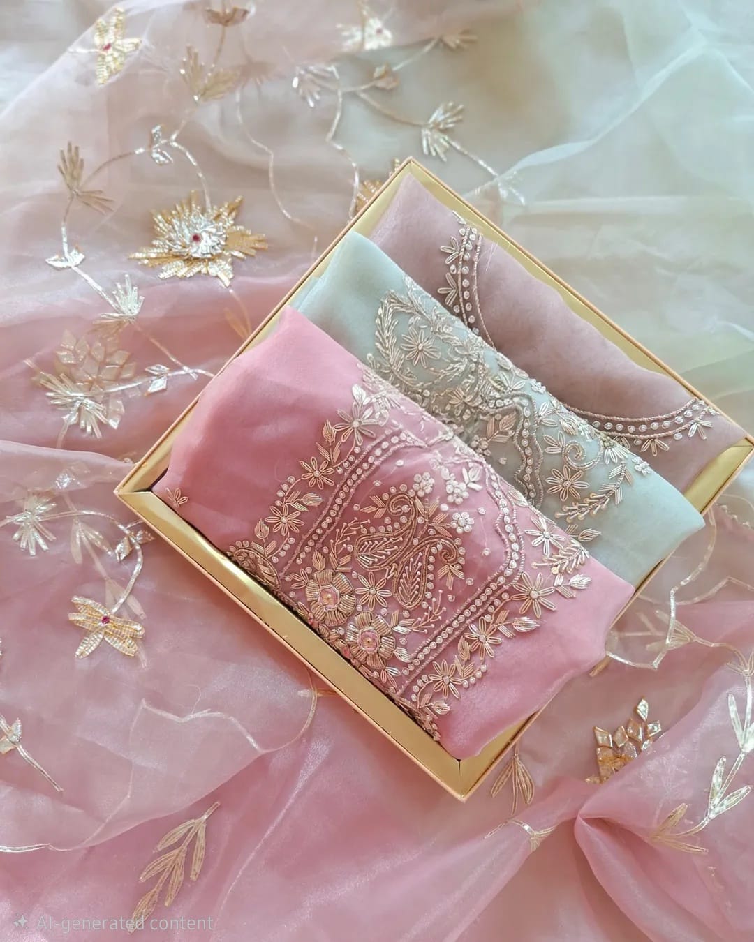Organza Hand Work Unstitched Suit