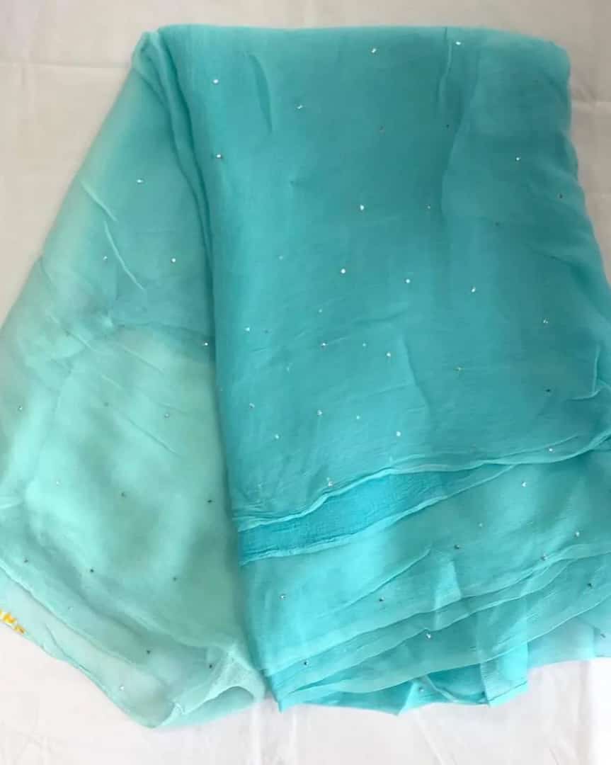 Pure jaipuri chiffon saree with beautiful mukaish work