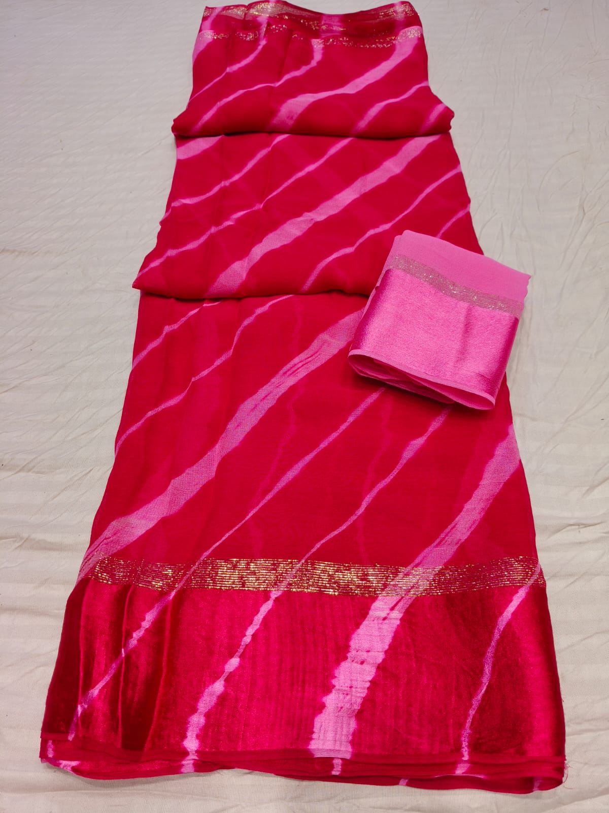 Pure Georgette Leheriya Pattern Saree